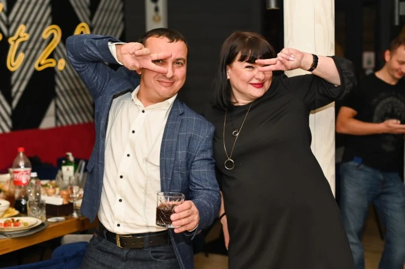 Corporate meeting of the company's Droid-technologies employees. Celebration.